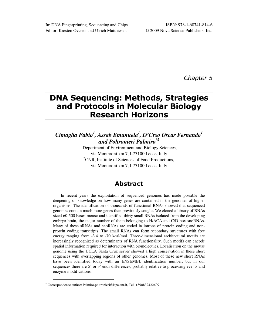 research paper on dna sequencing