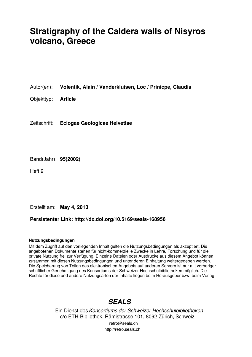 Pdf Stratigraphy Of The Caldera Walls Of Nisyros Volcano Greece