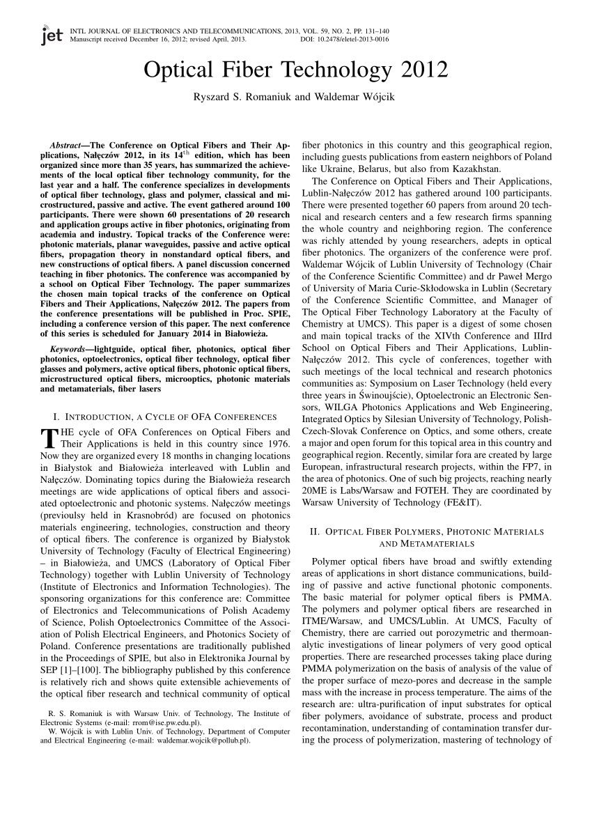 research paper on optical fiber