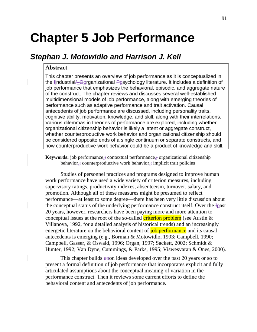importance of job performance essay