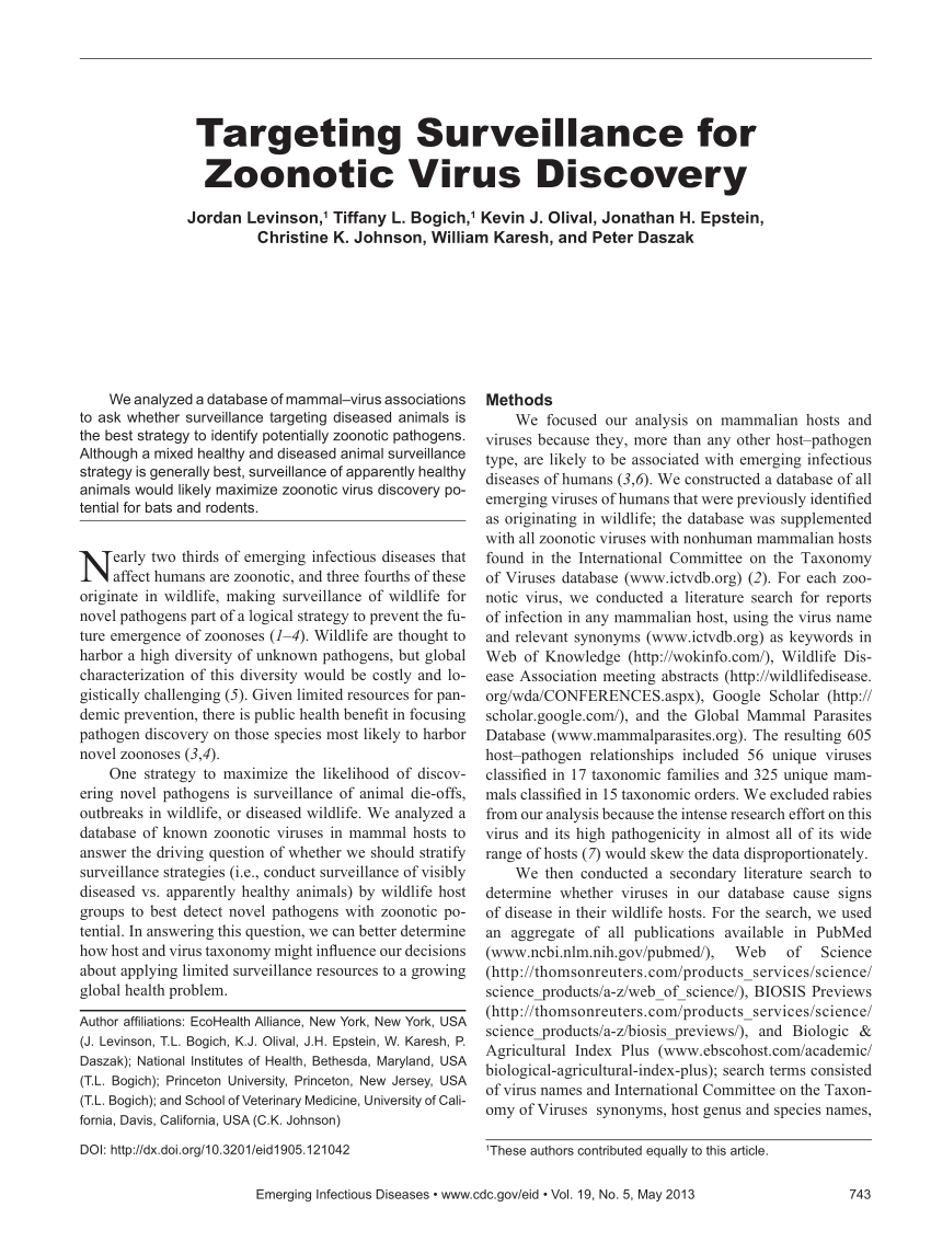research paper zoonotic