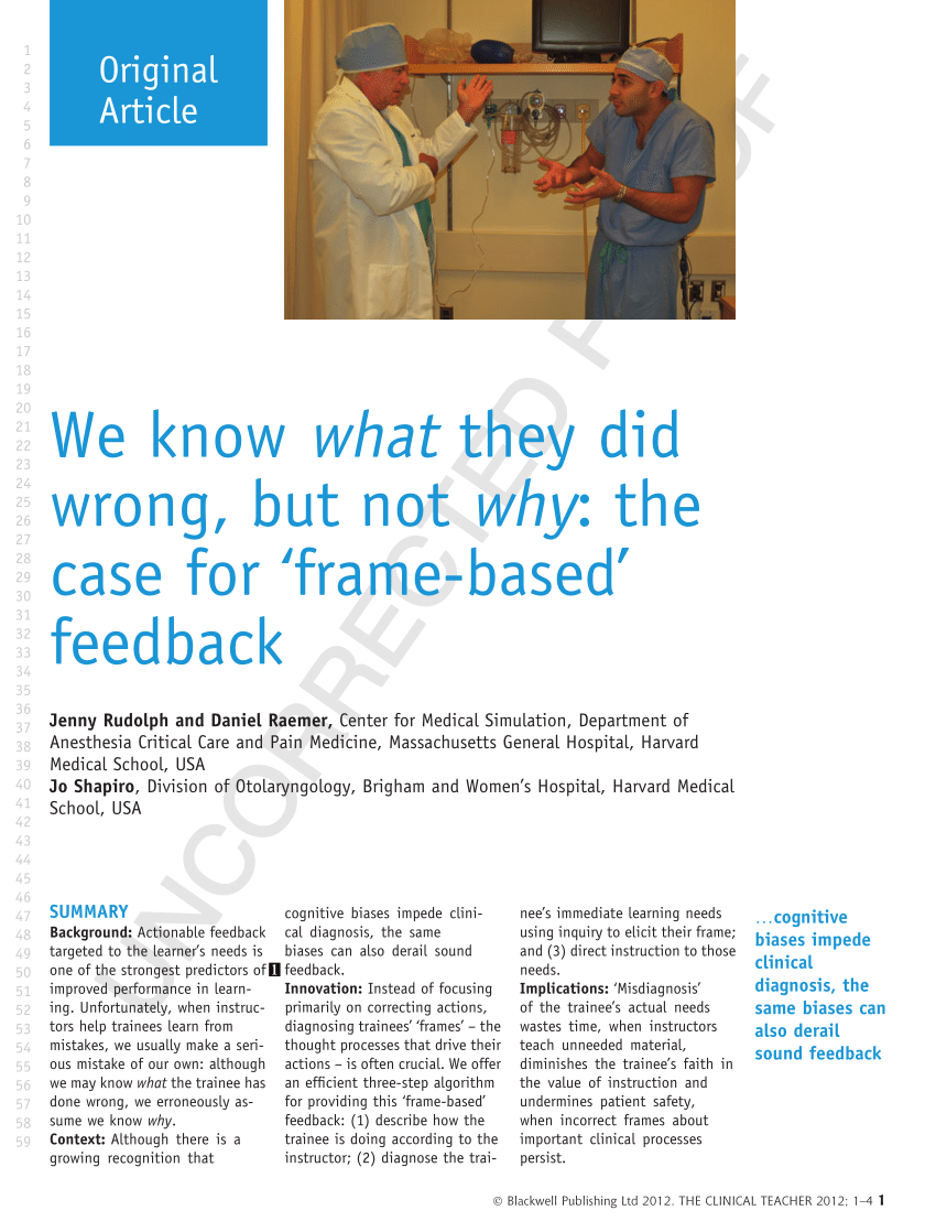Pdf We Know What They Did Wrong But Not Why The Case For Frame Based Feedback