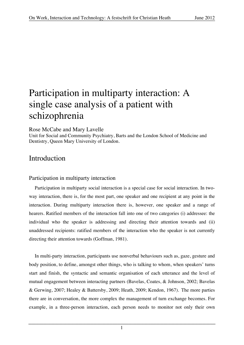 case study on schizophrenia pdf