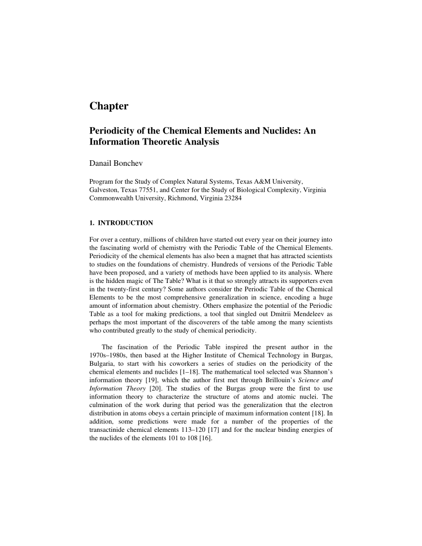 Pdf Periodicity Of The Chemical Elements And Nuclides An