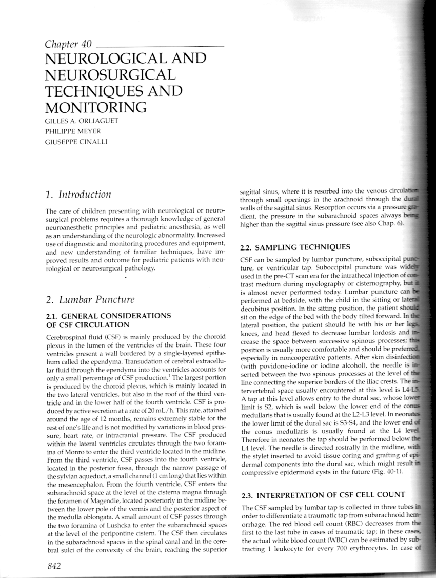 (PDF) Neurological and Neurosurgical Techniques and monitoring