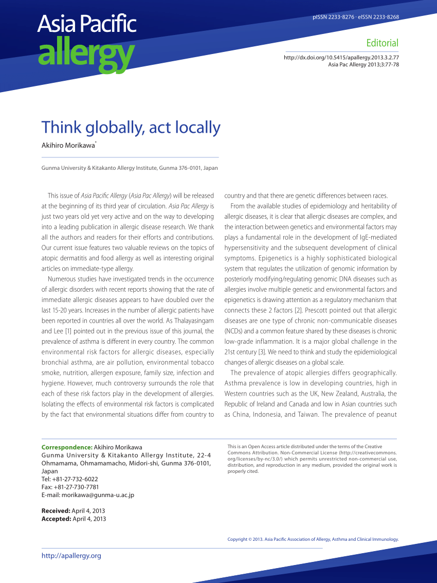 think globally but act locally essay