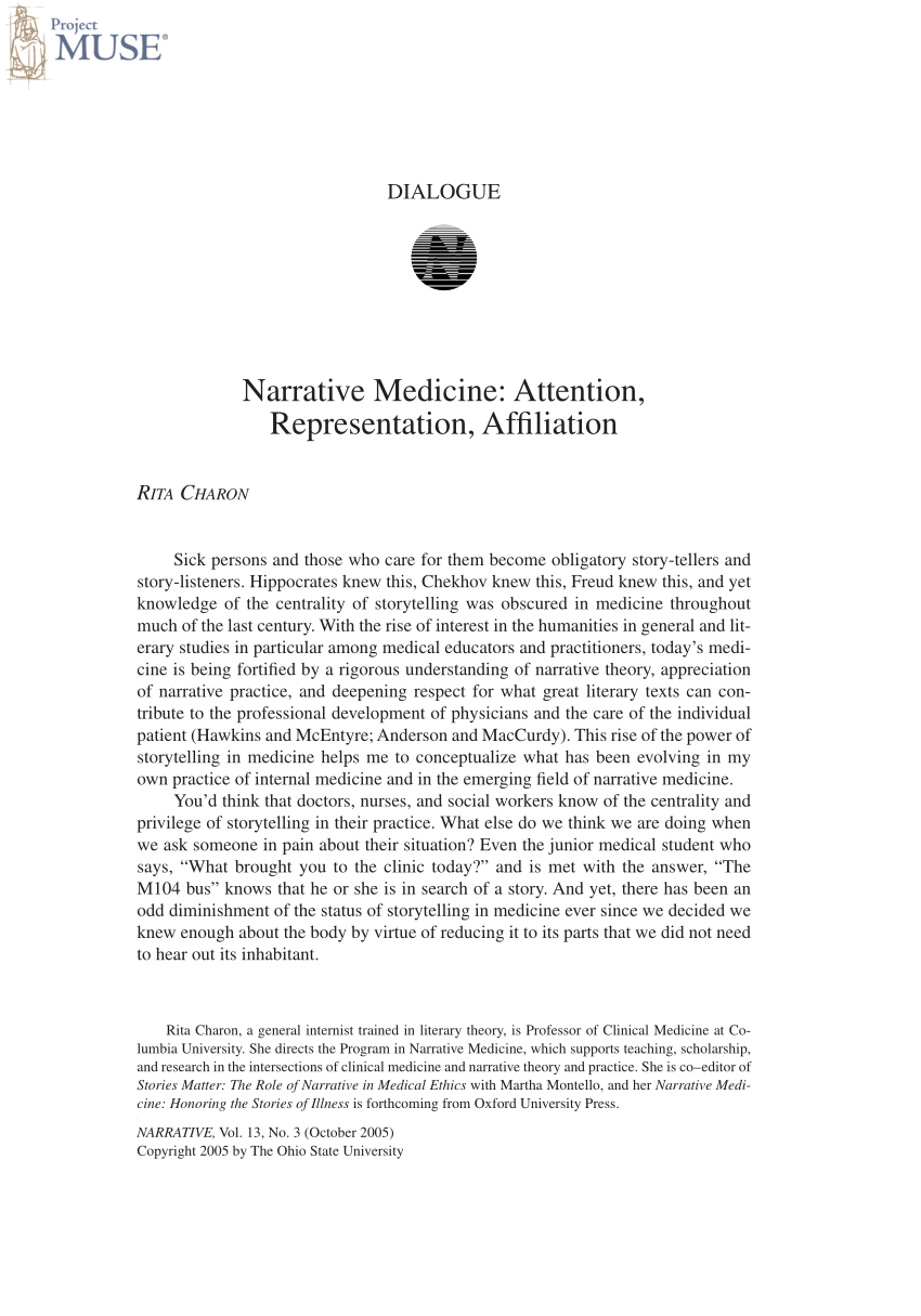 PDF) Narrative Medicine: Attention, Representation, Affiliation