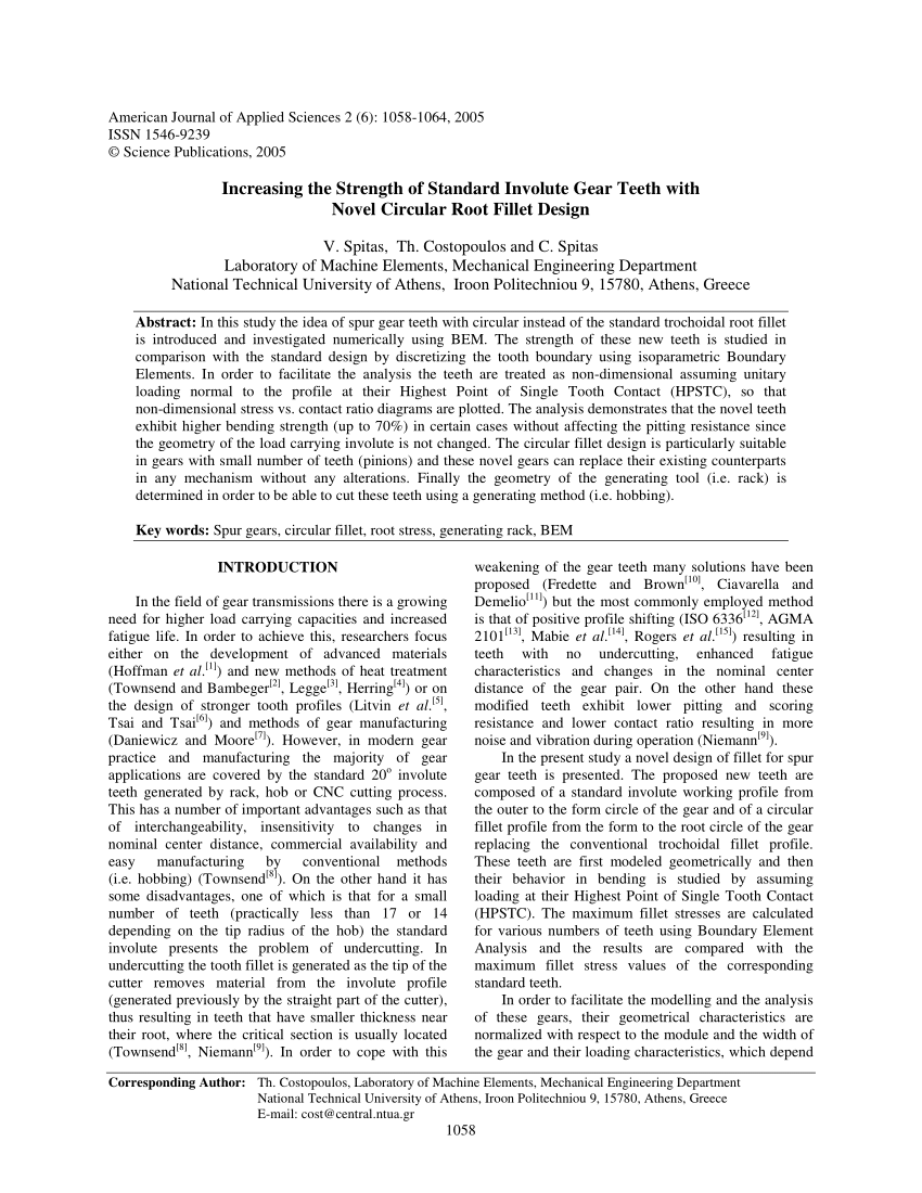 (PDF) Increasing the Strength of Standard Involute Gear Teeth with