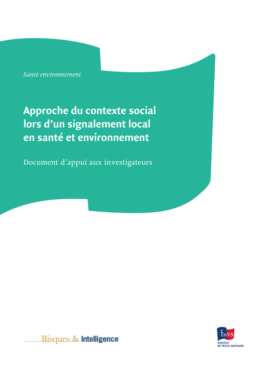 (PDF) Approche du contexte social lors d’un signalement local en santé ...