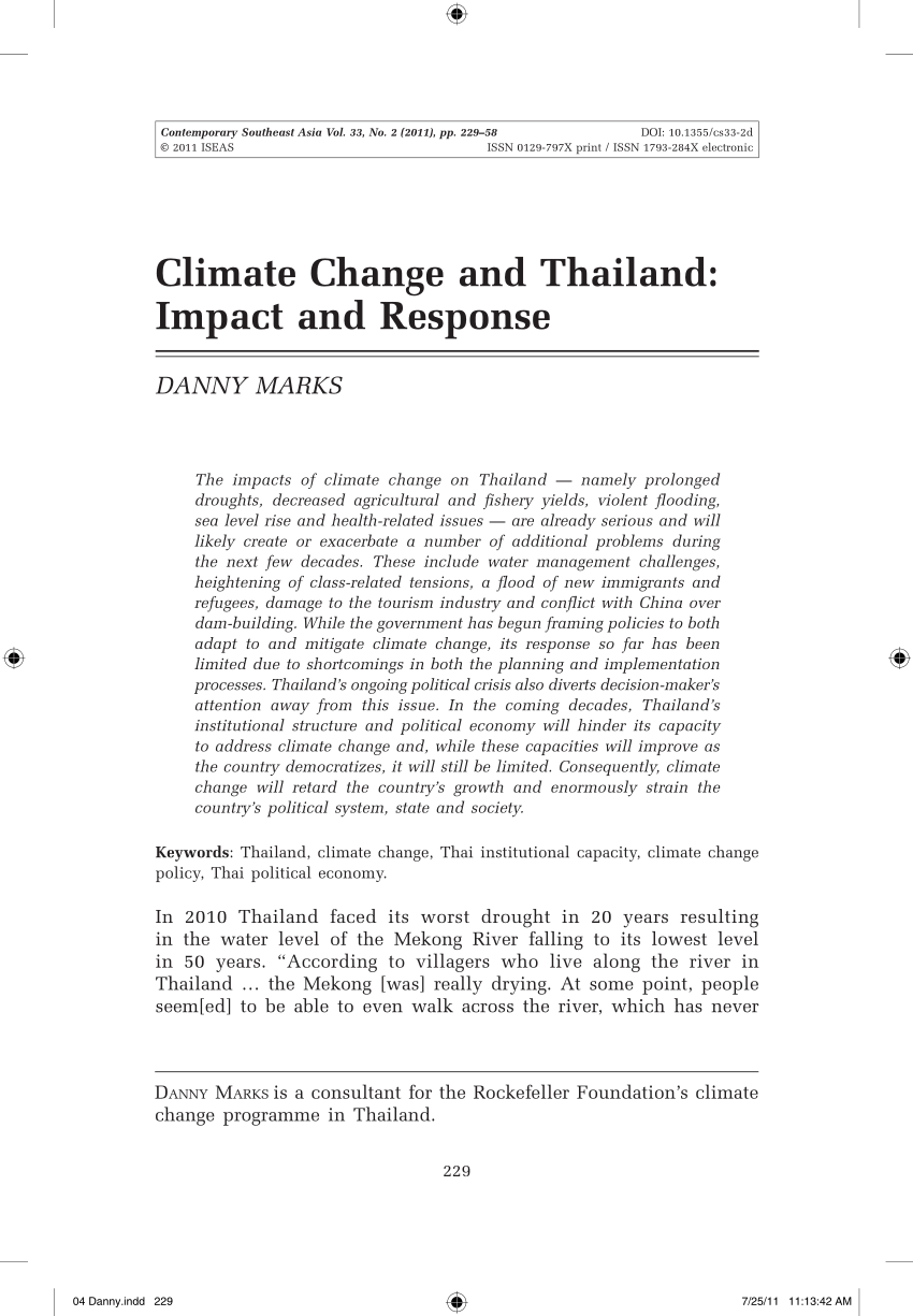 Pdf Climate Change And Thailand Impact And Response