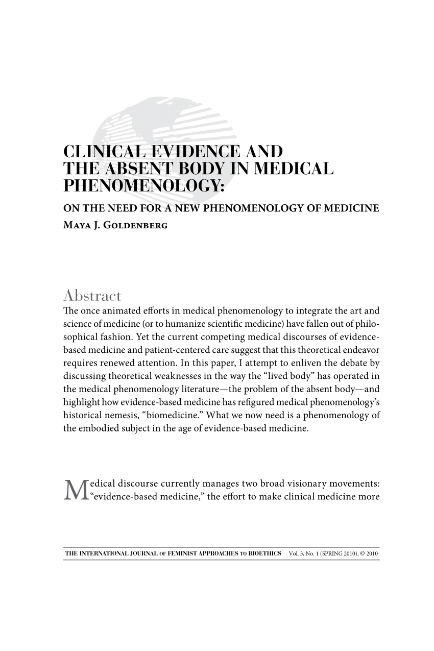 Clinical evidence and the body in medical phenomenology: On the need for new of medicine