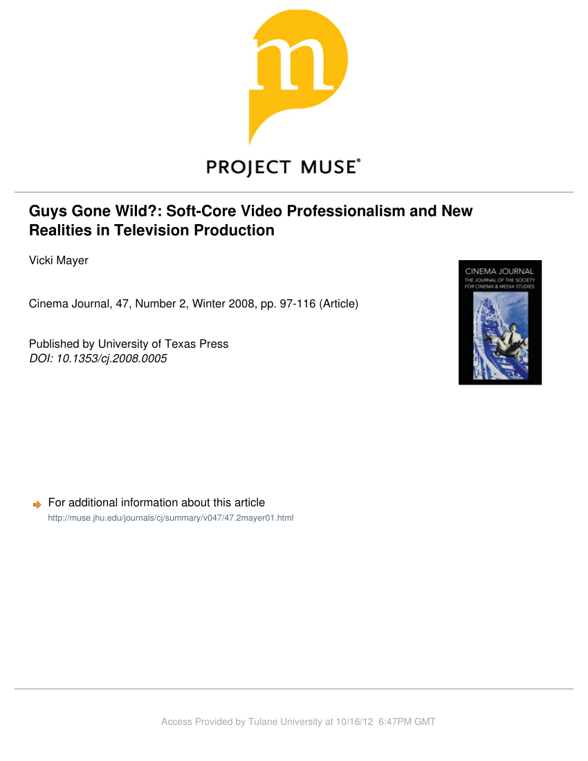 PDF) Guys Gone Wild? Soft-Core Video Professionalism and New Realities in Television Production