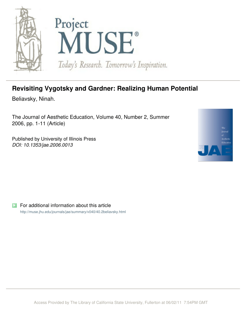 PDF Revisiting Vygotsky and Gardner Realizing Human Potential