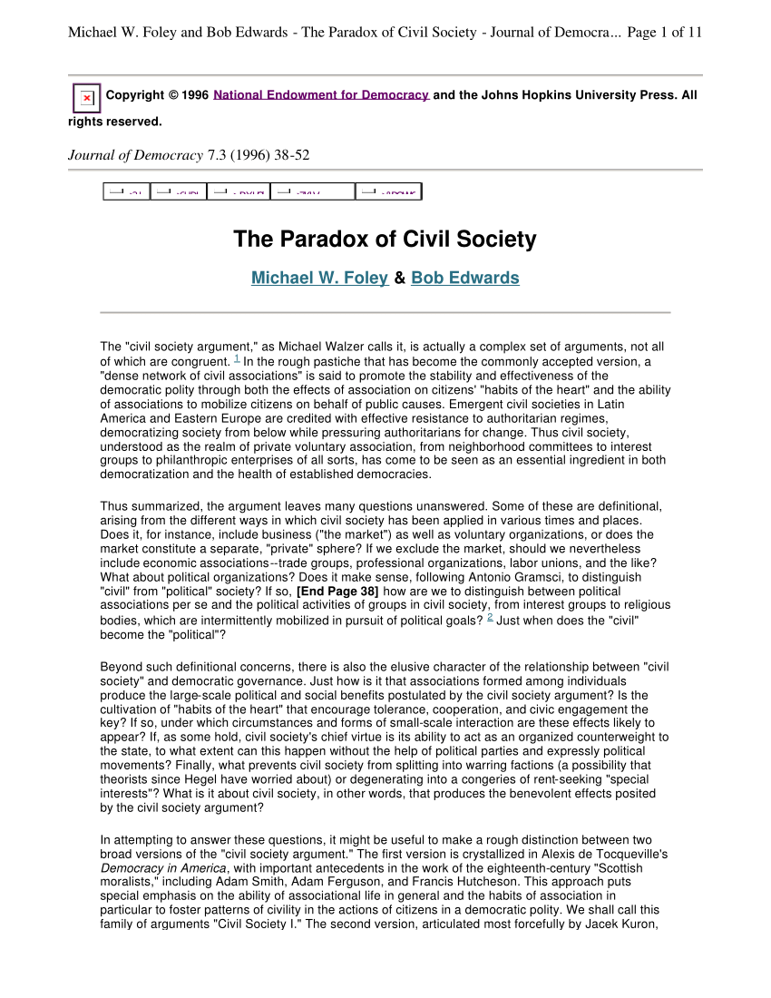 essay about civil society organization