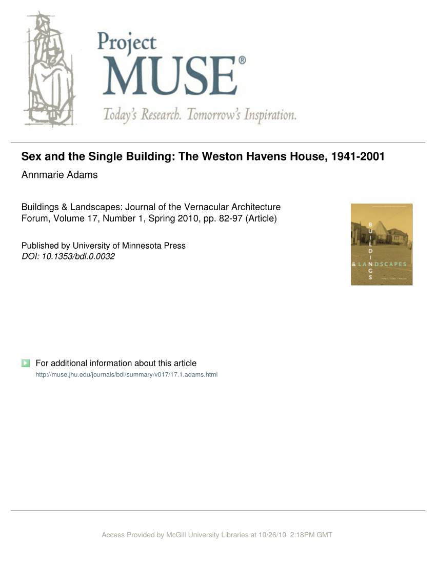 PDF) Sex and the Single Building: The Weston Havens House, 1941-2001