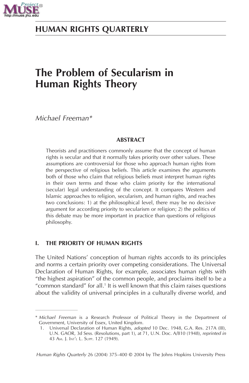 Pdf The Problem Of Secularism In Human Rights Theory