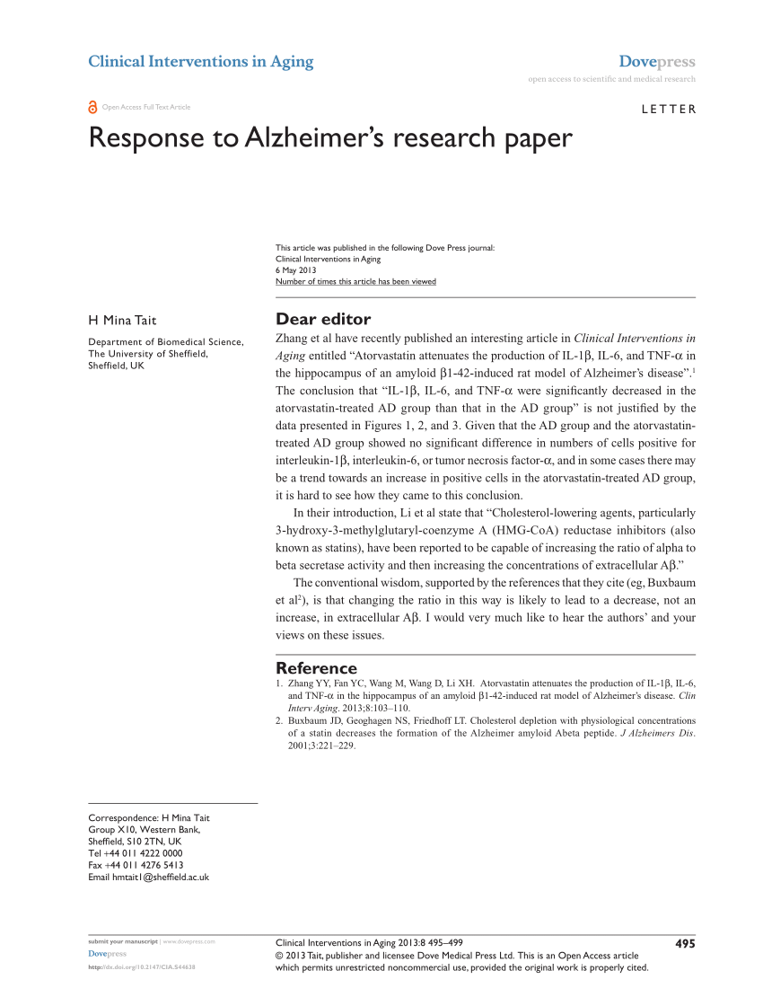 thesis statement for alzheimer's research paper