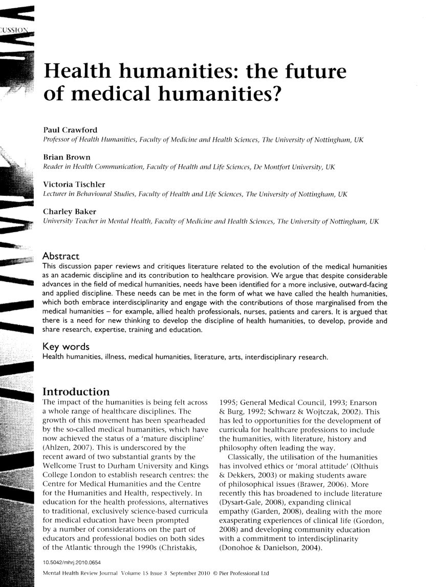 medical humanities research paper topics
