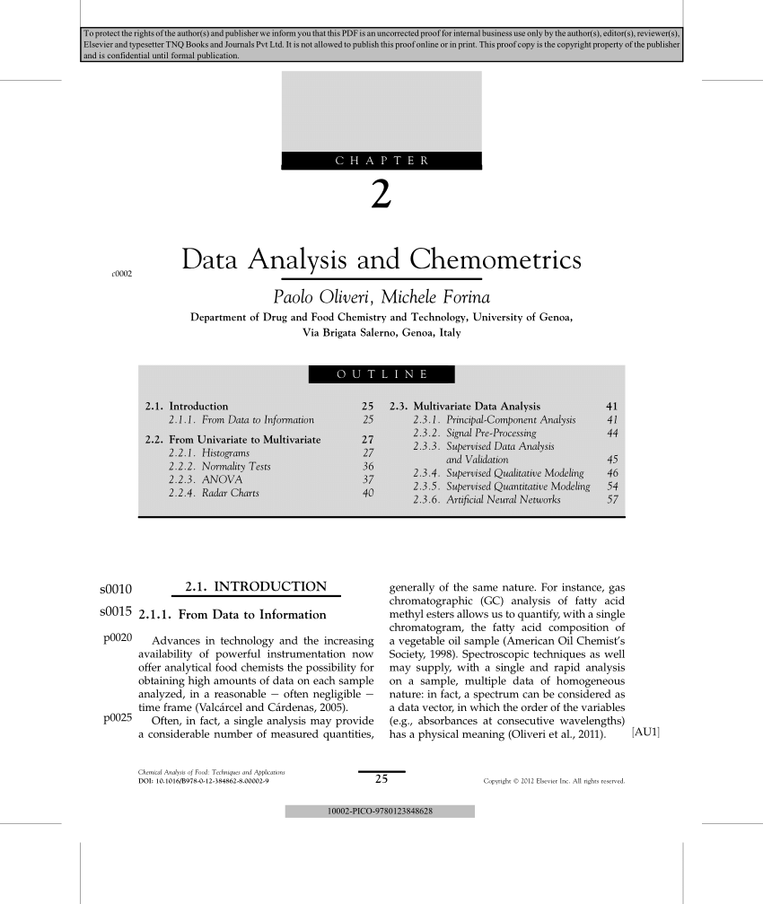 PDF) Data Analysis and Chemometrics