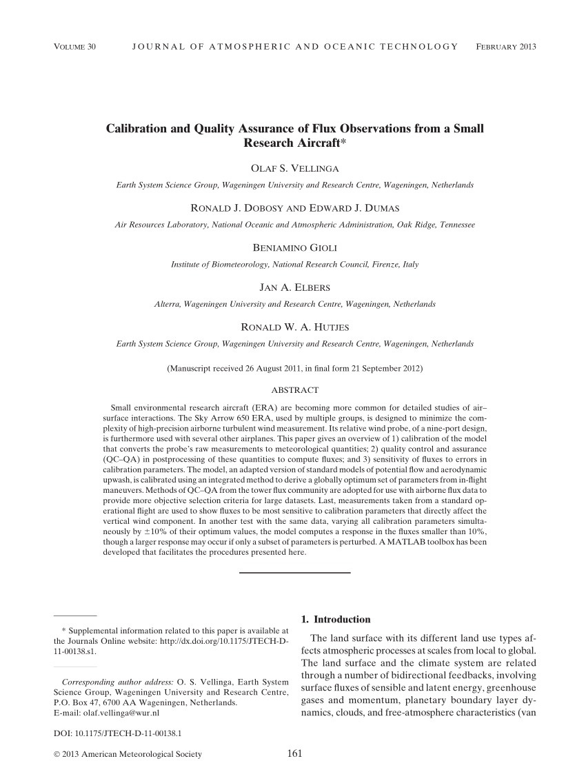 PDF) Calibration and Quality Assurance of Flux Observations from a ...