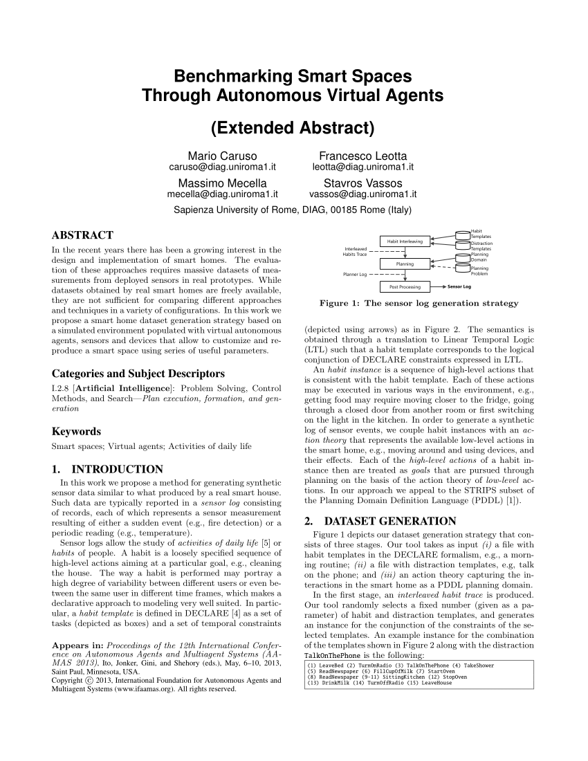 Pdf Benchmarking Smart Spaces Through Autonomous Virtual Agents