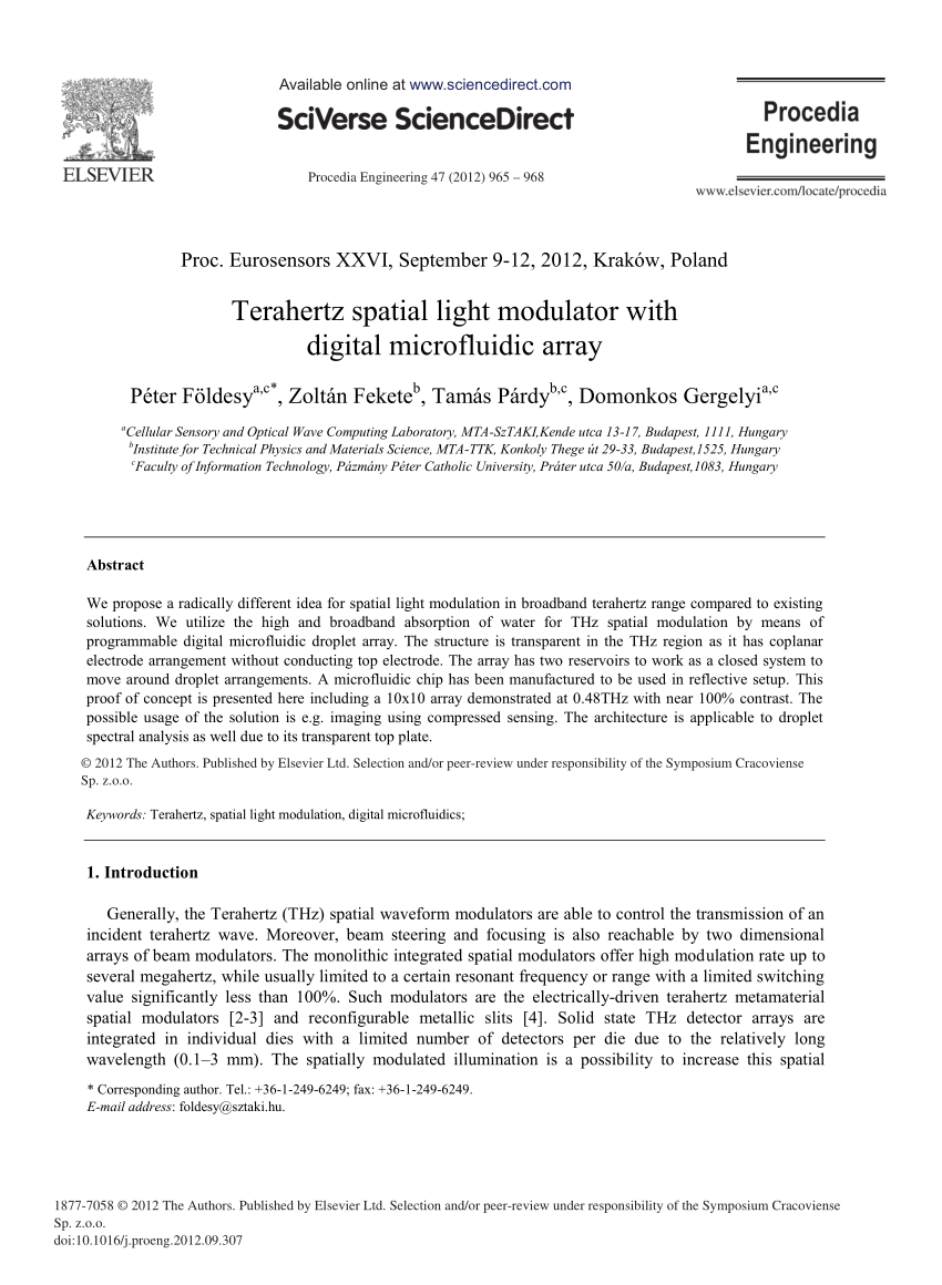 (PDF) Terahertz Spatial Light Modulator with Digital Microfluidic Array