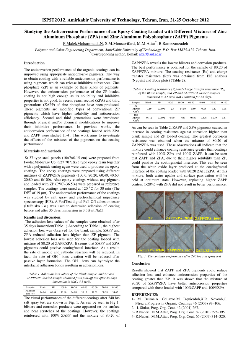 PDF) Studying the Anticorrosion Performance of an Epoxy Coating 