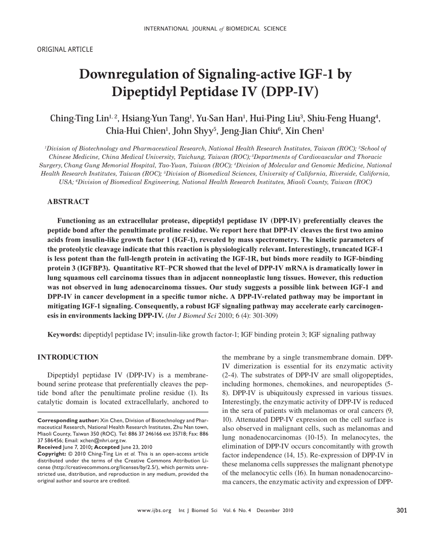 Pdf Downregulation Of Signaling Active Igf 1 By Dipeptidyl - 