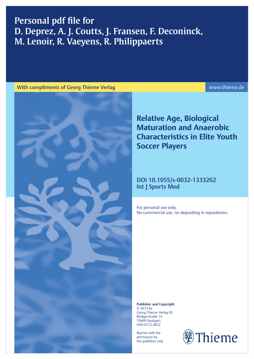 PDF) Relative Age, Biological Maturation and Anaerobic Characteristics in Elite Youth Soccer Players photo