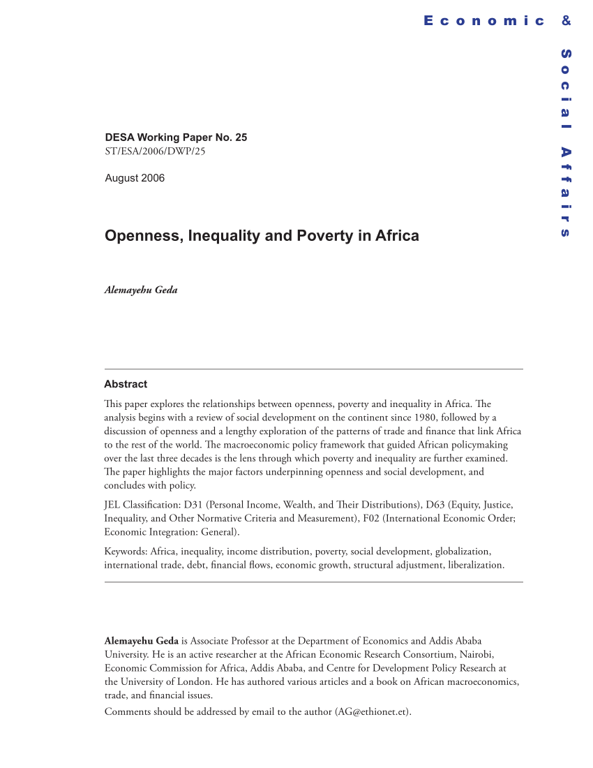 Pdf Openness Inequality And Poverty In Africa - 