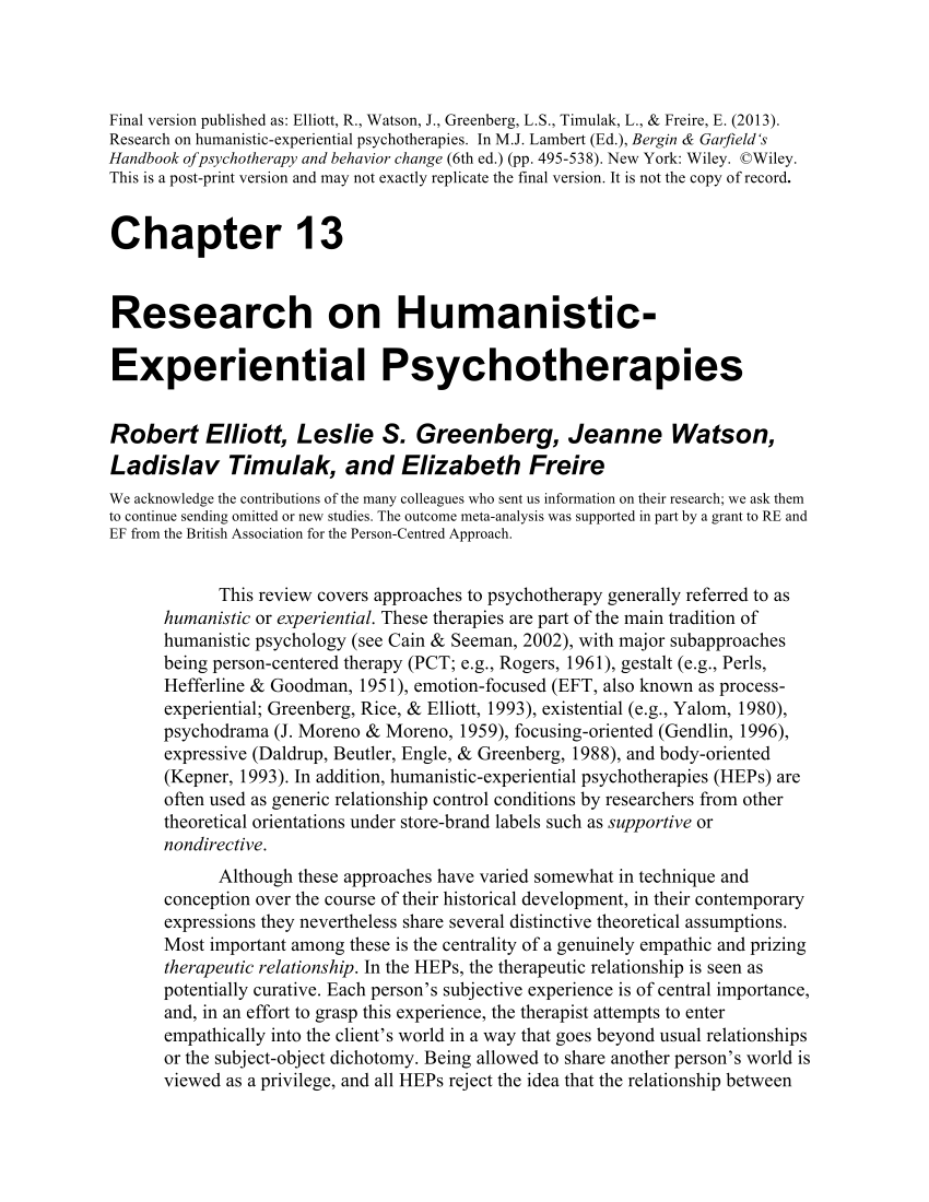 research paper on humanistic approach