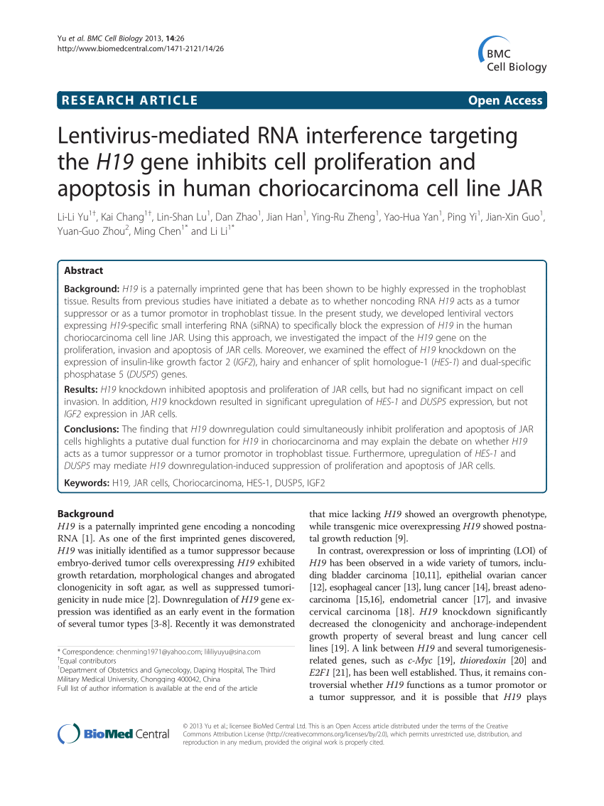 (PDF) Lentivirus-mediated RNA interference targeting the H19 gene Sns-Brigh10