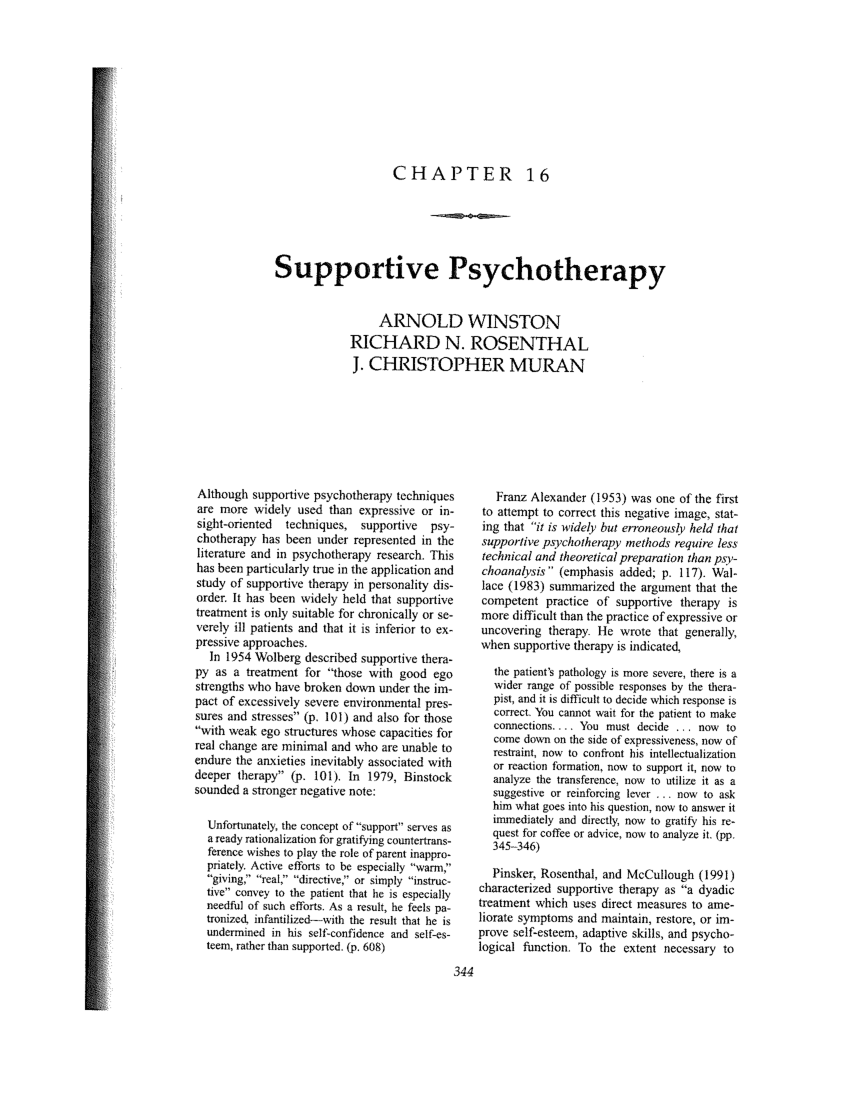 Pdf Supportive Psychotherapy