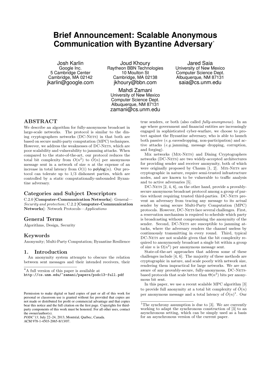 PDF] Asynchronous Byzantine Reliable Broadcast With a Message