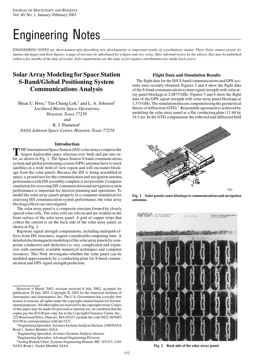Pdf Solar Array Modeling For Space Station S Band And Gps Communications Analysis