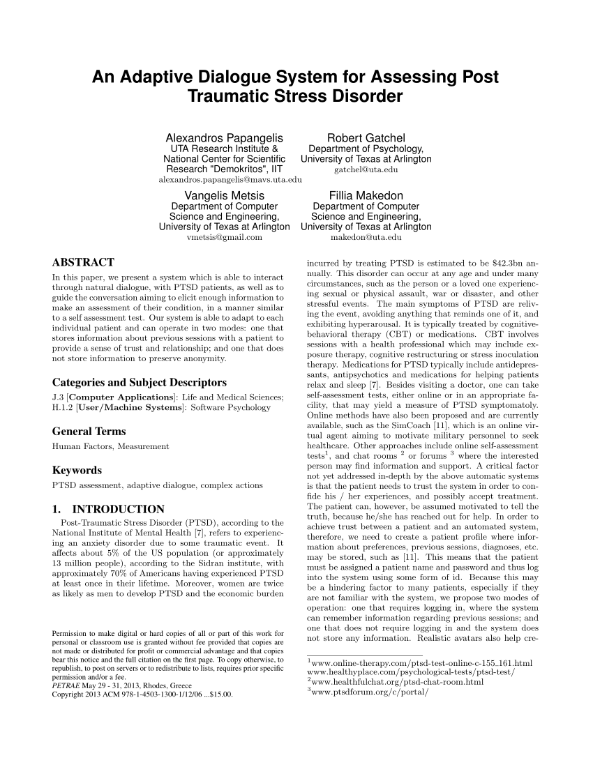 Pdf An Adaptive Dialogue System For Assessing Post