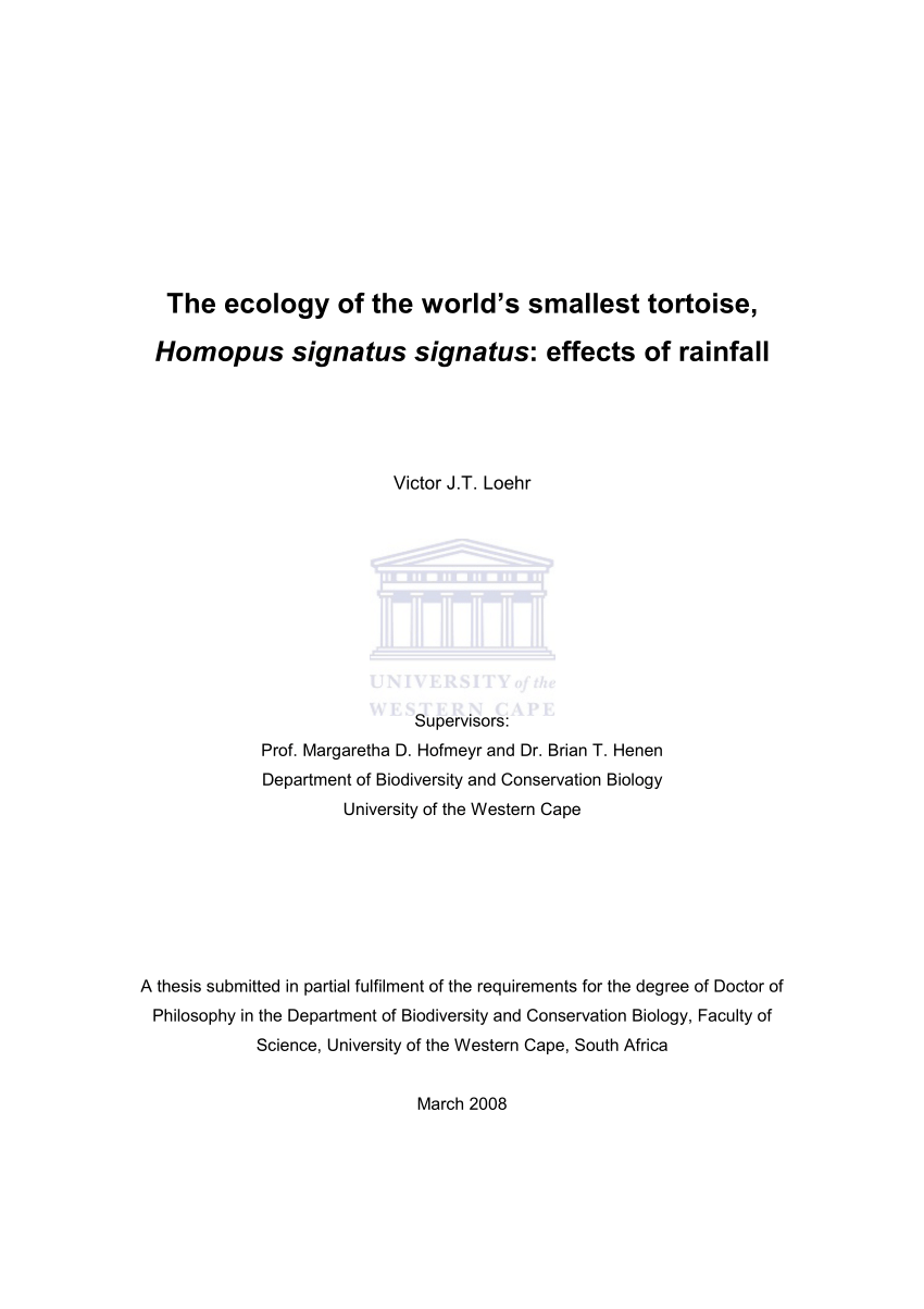 PDF) The ecology of the world's smallest tortoise, Homopus ...