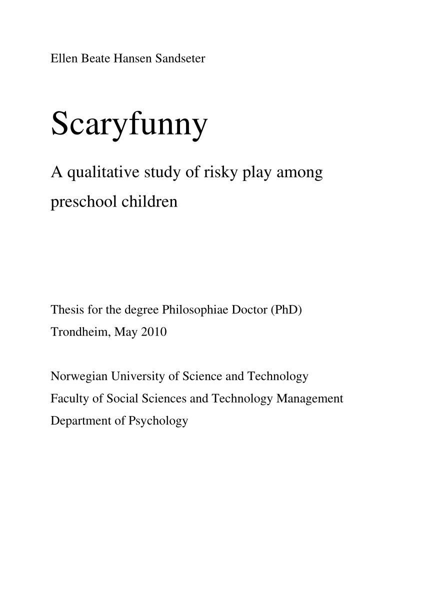 seng Slagter forbundet PDF) Scaryfunny - A qualitative study of risky play among preschool children