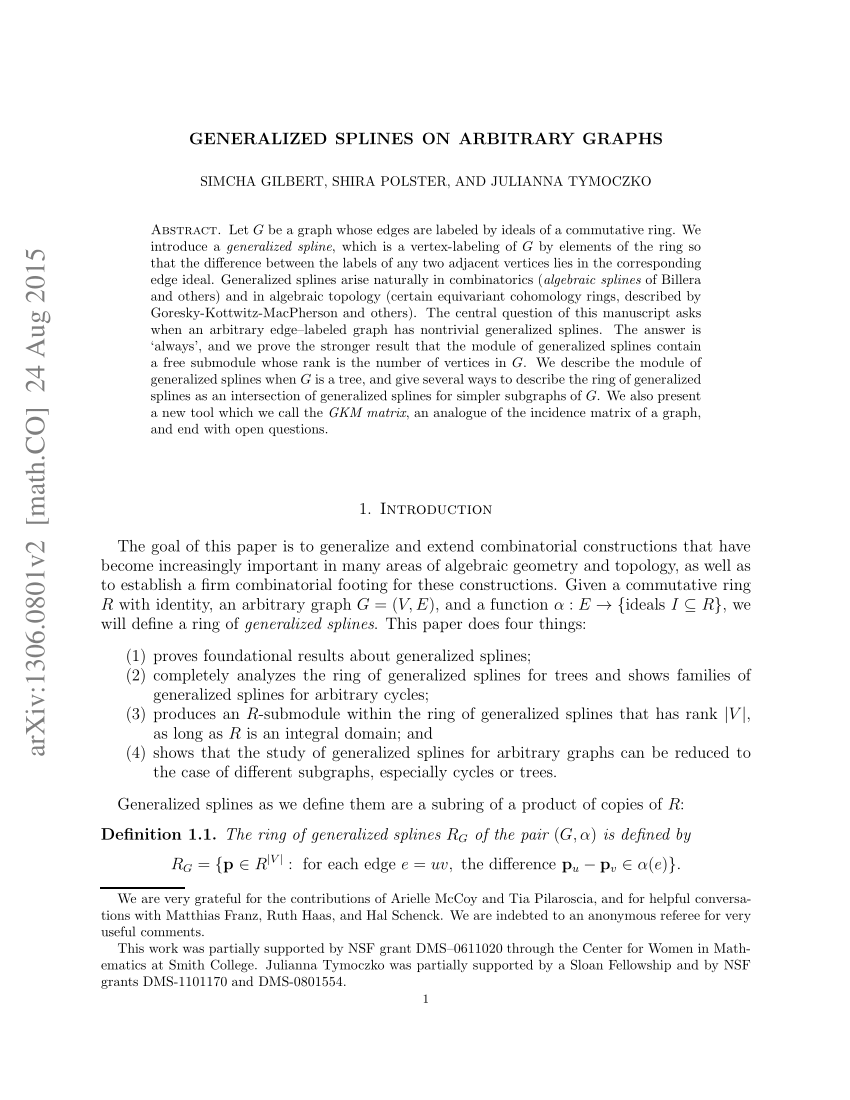 Pdf Generalized Splines On Arbitrary Graphs