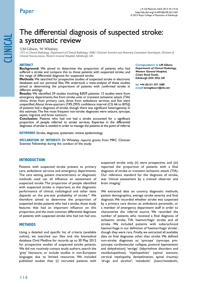 stroke literature review pdf