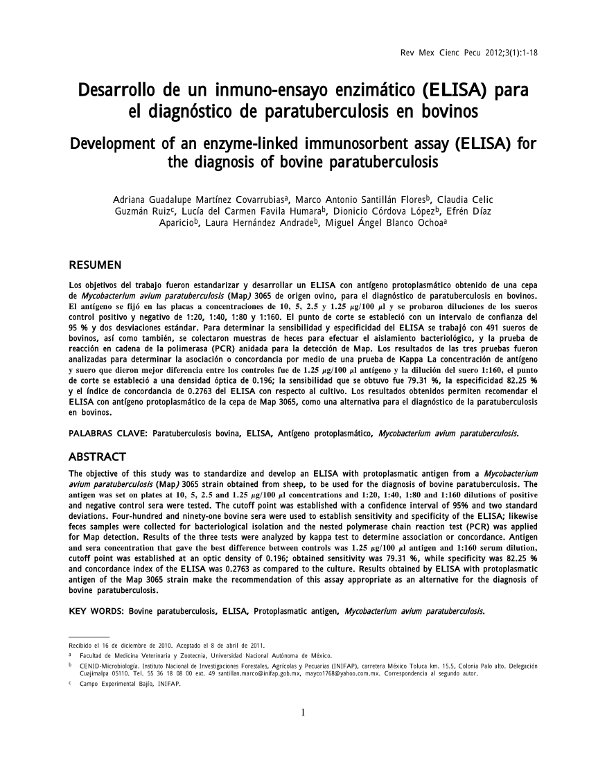 PDF Desarrollo de un inmuno ensayo enzimático ELISA para el  