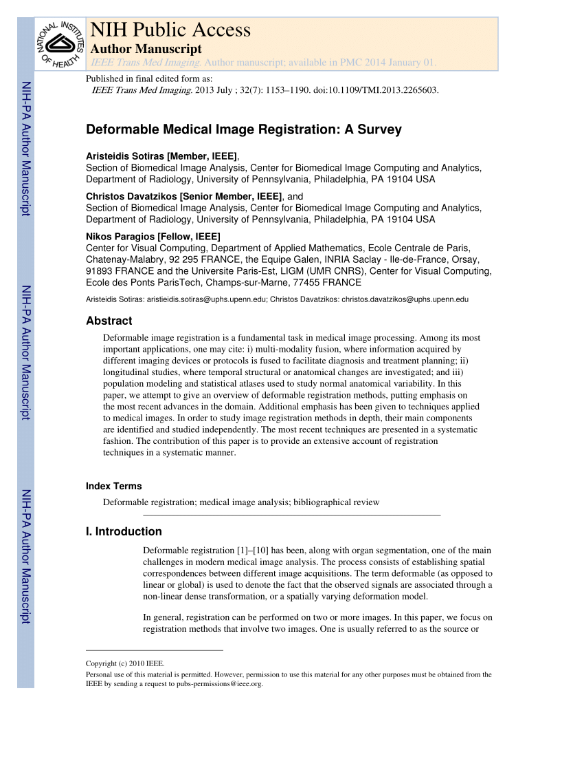 (PDF) Deformable Medical Image Registration: A Survey