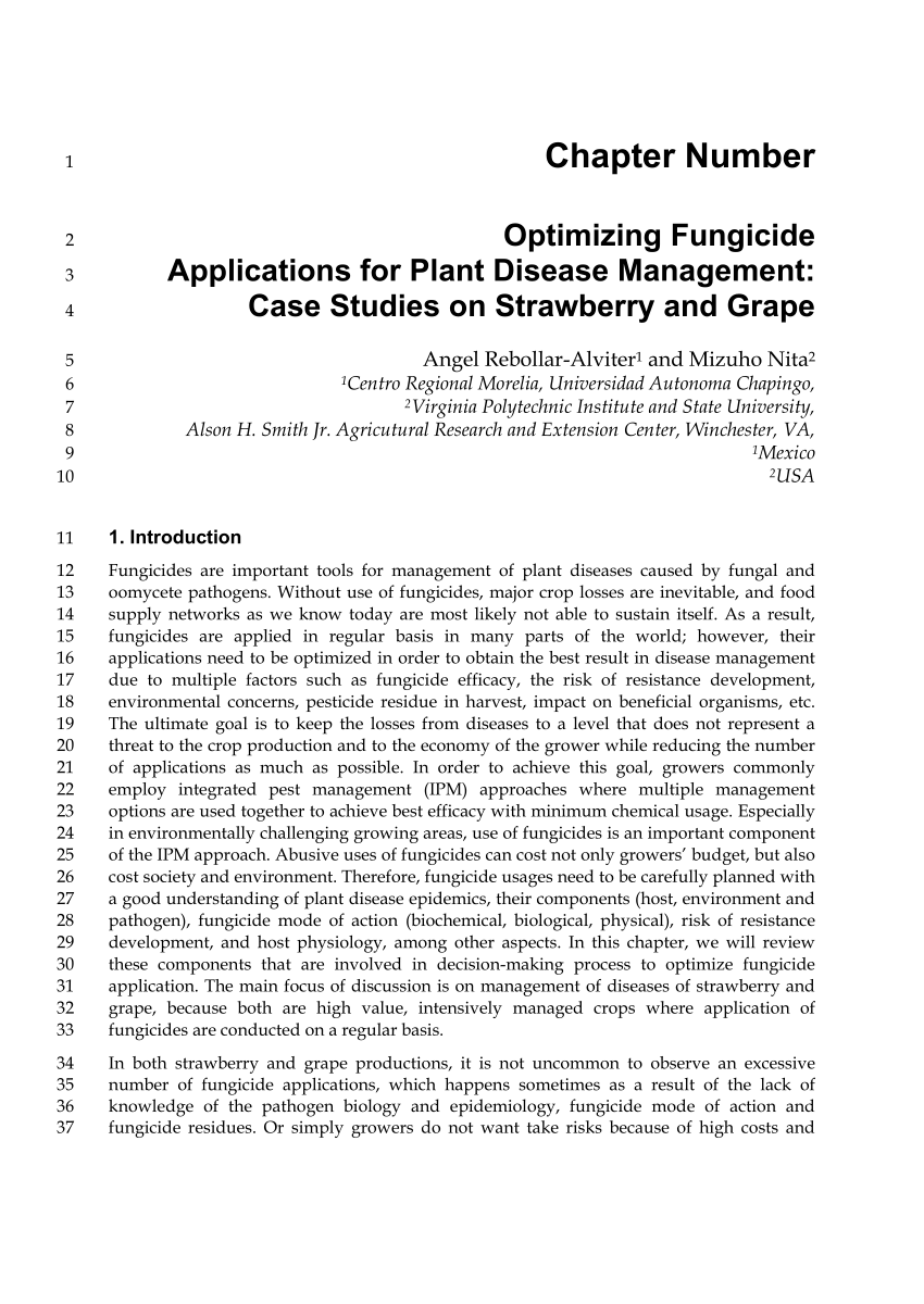 (PDF) Optimizing Fungicide Applications for Plant Disease
