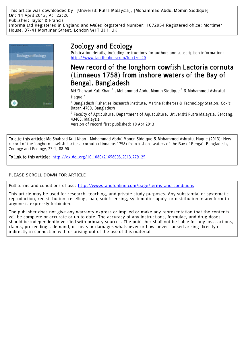 (PDF) New record of the longhorn cowfish Lactoria cornuta (Linnaeus ...