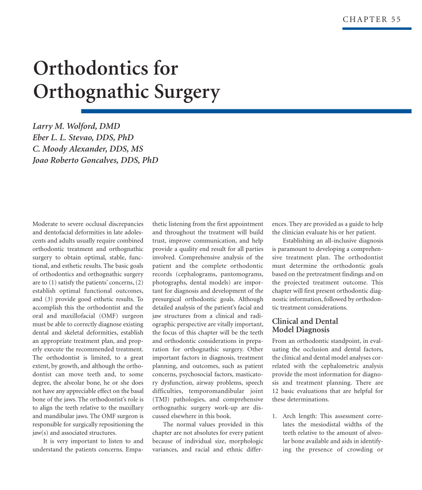 PDF Orthodontics for Orthognathic Surgery