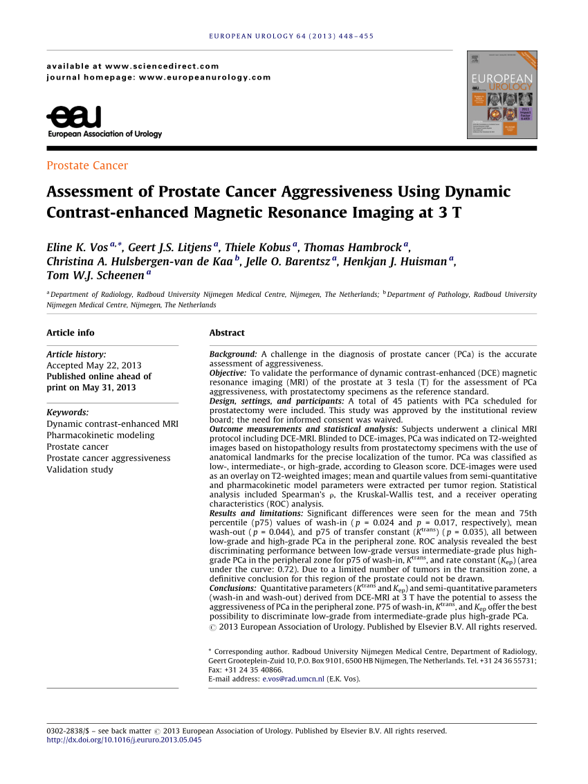 Pdf Assessment Of Prostate Cancer Aggressiveness Using Dynamic