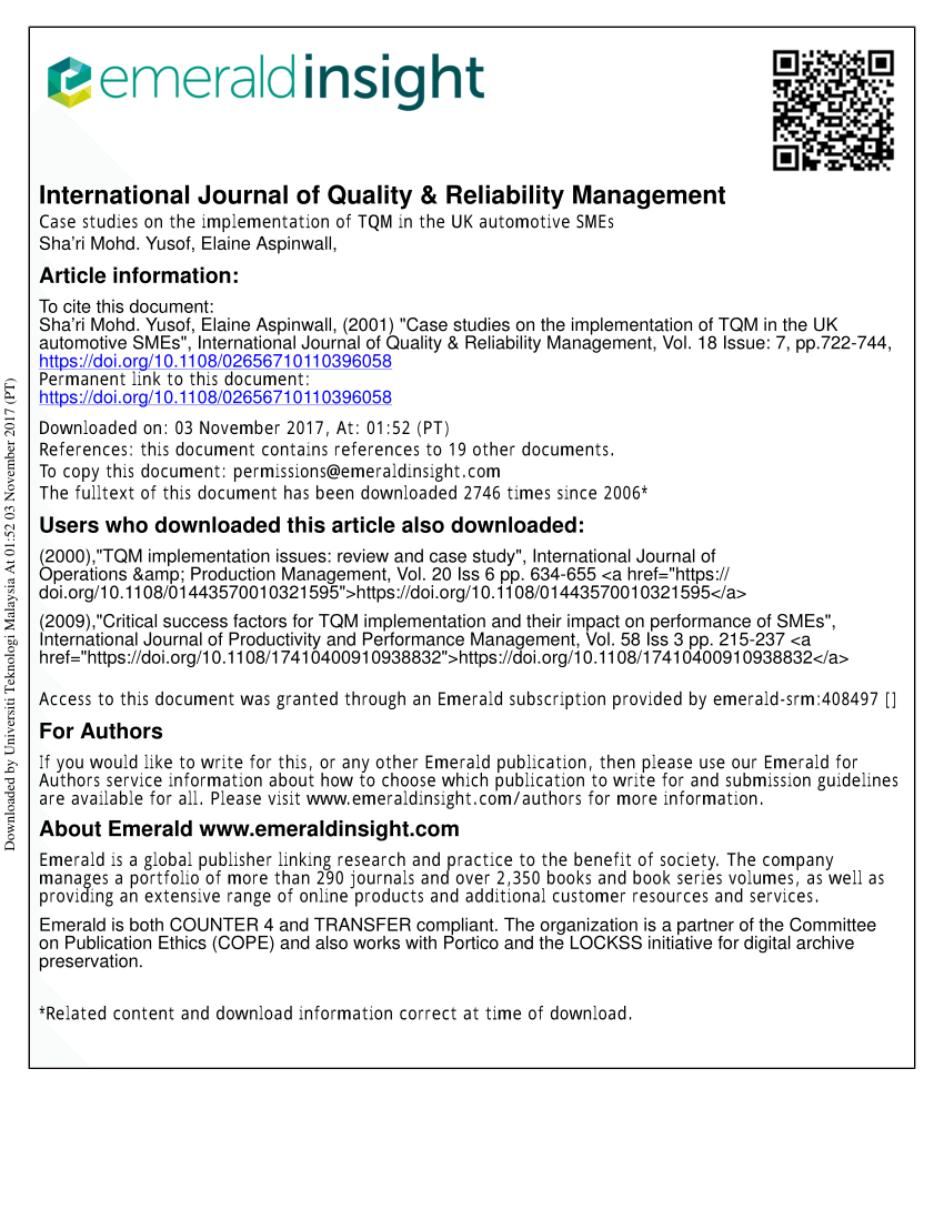 case study in quality management