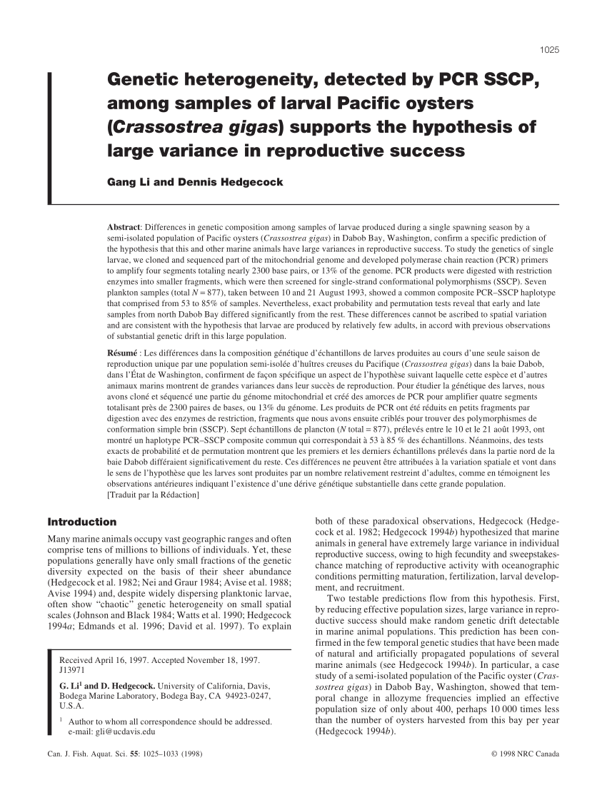 (PDF) Genetic heterogeneity, detected by PCR-SSCP, among samples of Sns-Brigh10