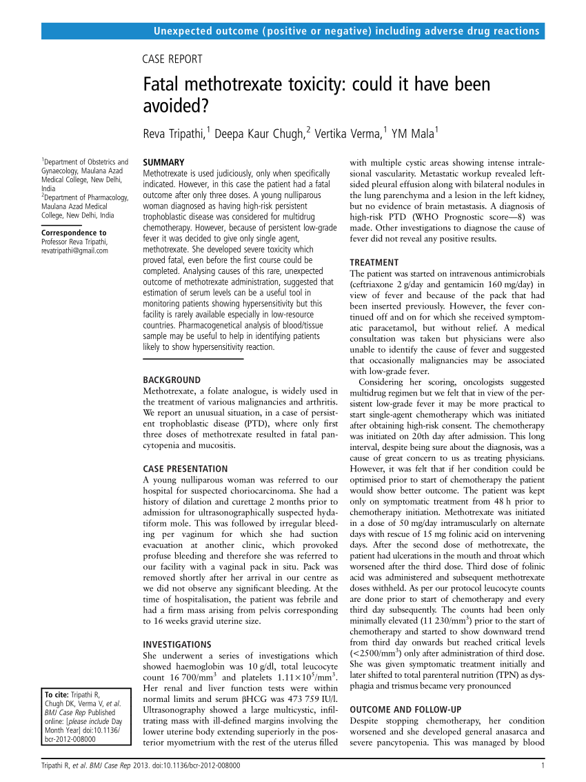 overview of methotrexate toxicity a comprehensive literature review