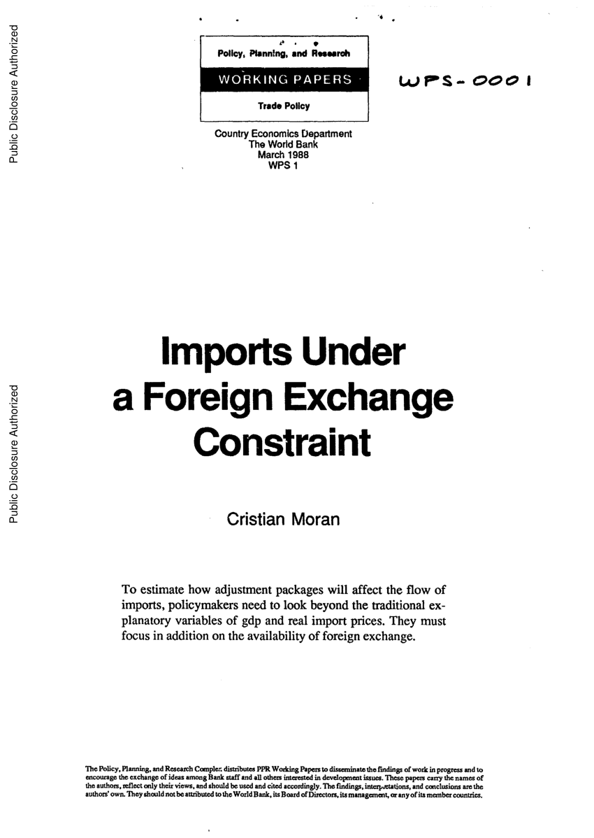 PDF) Imports under a Foreign Exchange Constraint